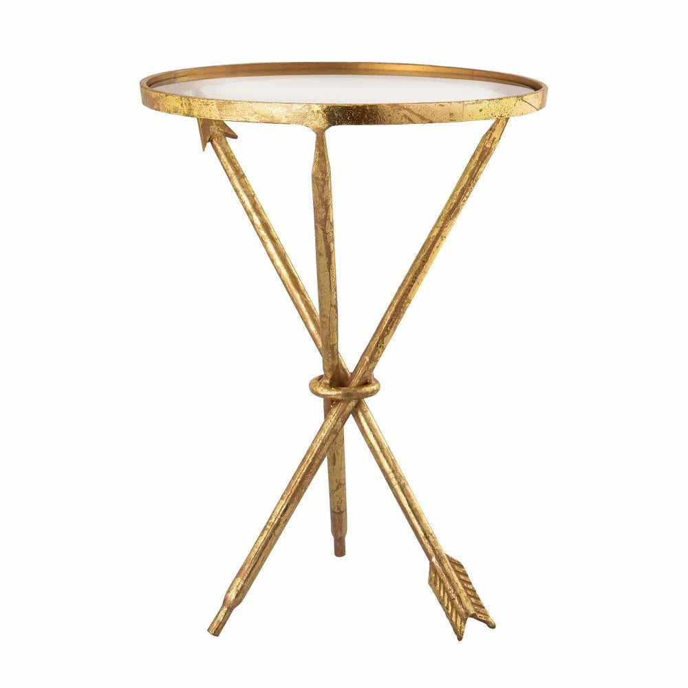 Round Glass Top Side Table with Cross Legs C549066