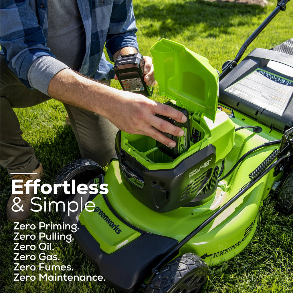 48V 20" Battery-Powered Lawn Mower with Two 4.0Ah Batteries & Charger E196615