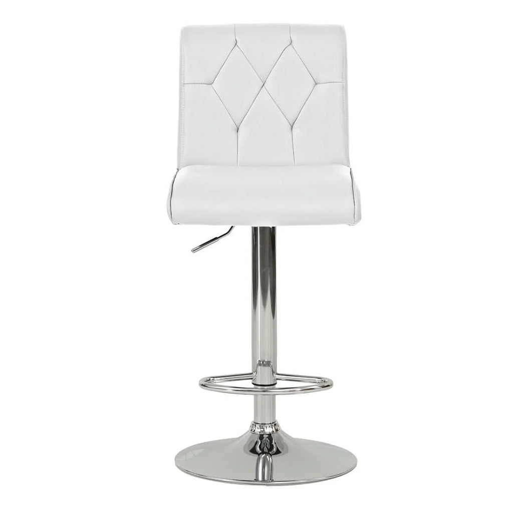 White Faux Leather Adjustable Height Swivel Barstool Set of 2 R93590
