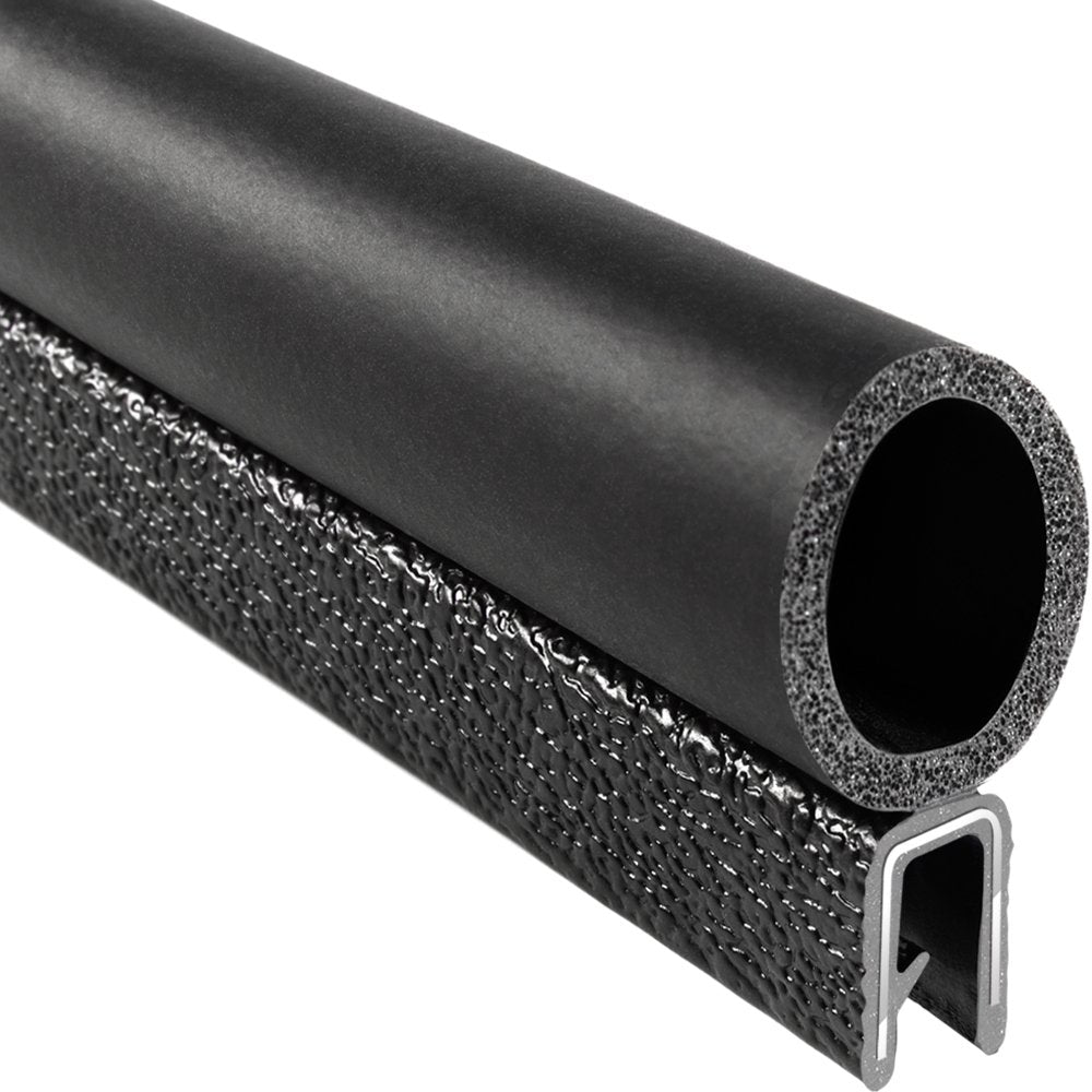 Trim Seal with Top Bulb, 3/16” Edge, 3/4” Bulb Seal Diameter, 25’ Length, PVC Plastic with EPDM Rubber Seal, Pack of 2 R318839
