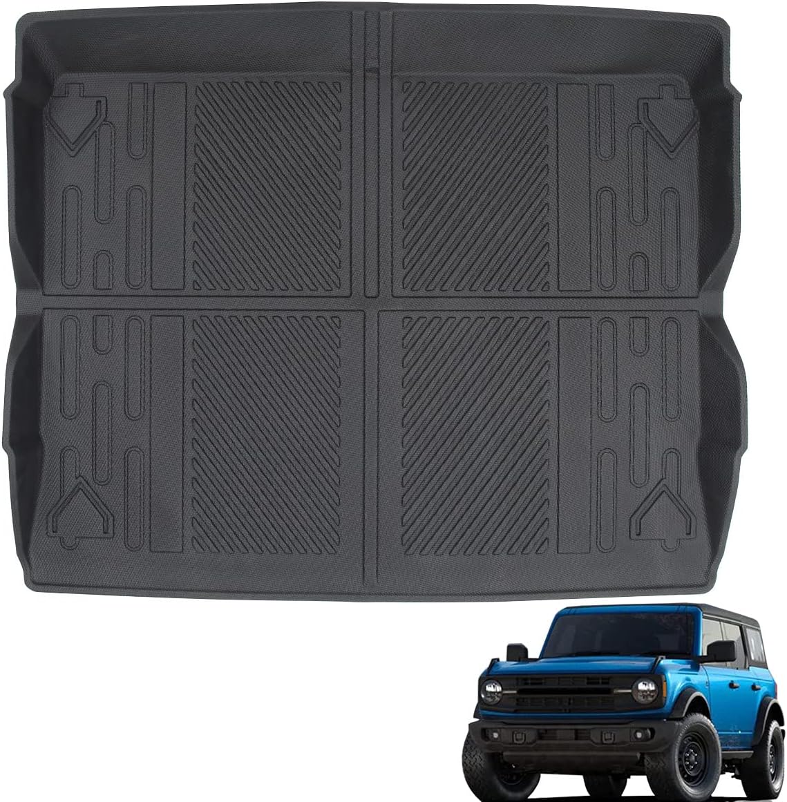 Cargo Liner Trunk Floor Mat for Ford Bronco 2021 2022 All Weather Waterproof TPE Pack of 2 R117483