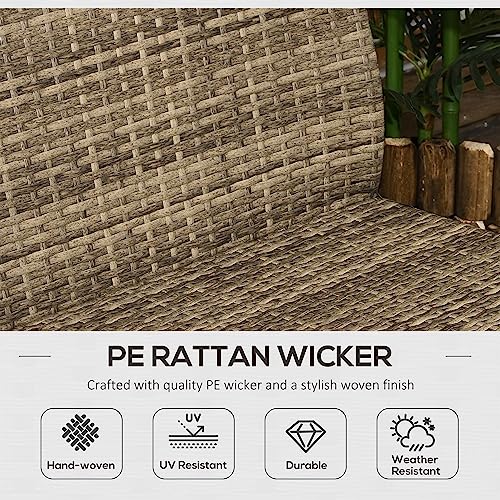4 Piece Wicker Patio Furniture Set with 2 Rocking Chairs, Loveseat Sofa, Cushions, Aluminum Table, Light Gray L139790