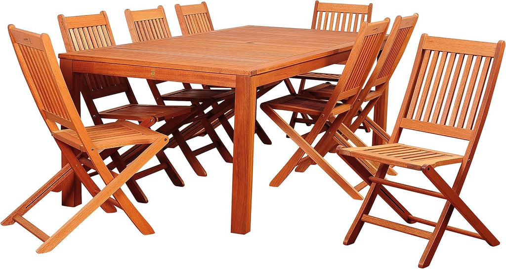 9 Piece Eucalyptus Rectangular Dining Set U410097