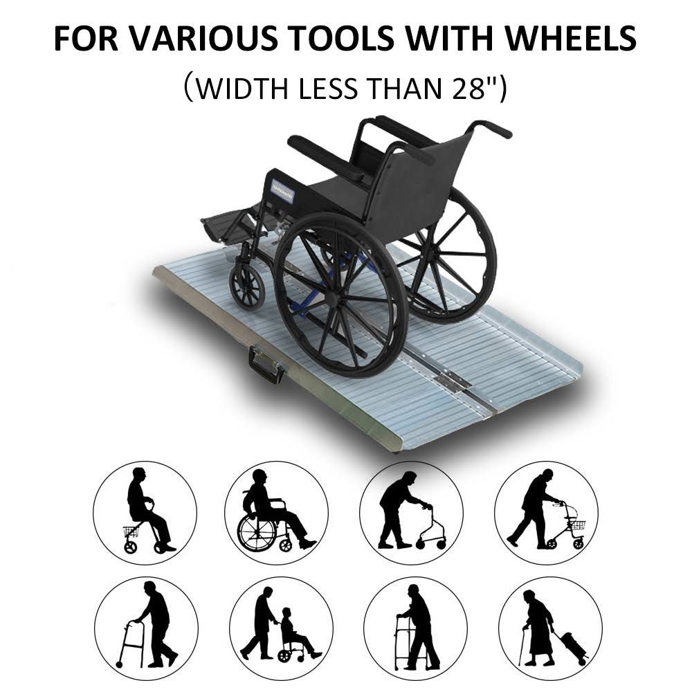 3ft Aluminum Foldable Wheelchair Ramp with Carry Handle T457