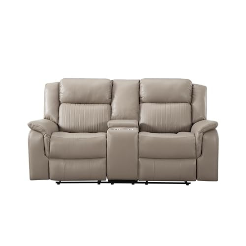 Double Recliner Sofa with Pillow Top Armrest and Storage C60175