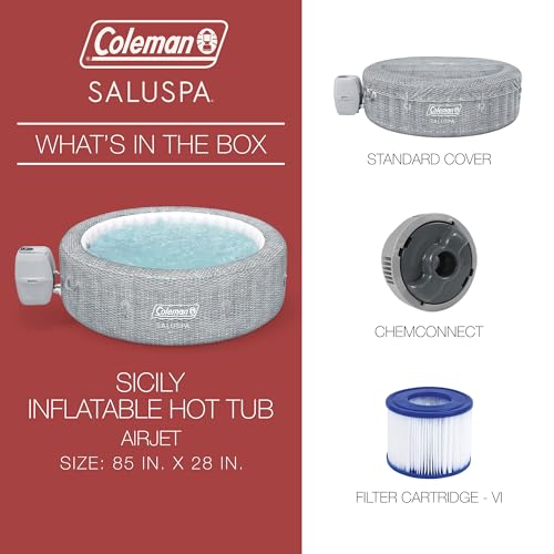 Grey Large Round Inflatable Hot Tub with 180 AirJets and EnergySense Cover L49013
