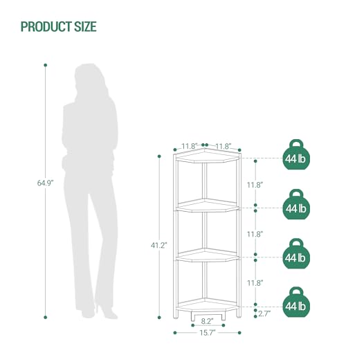 4-Tier White Corner Shelf with Metal Frame K8934