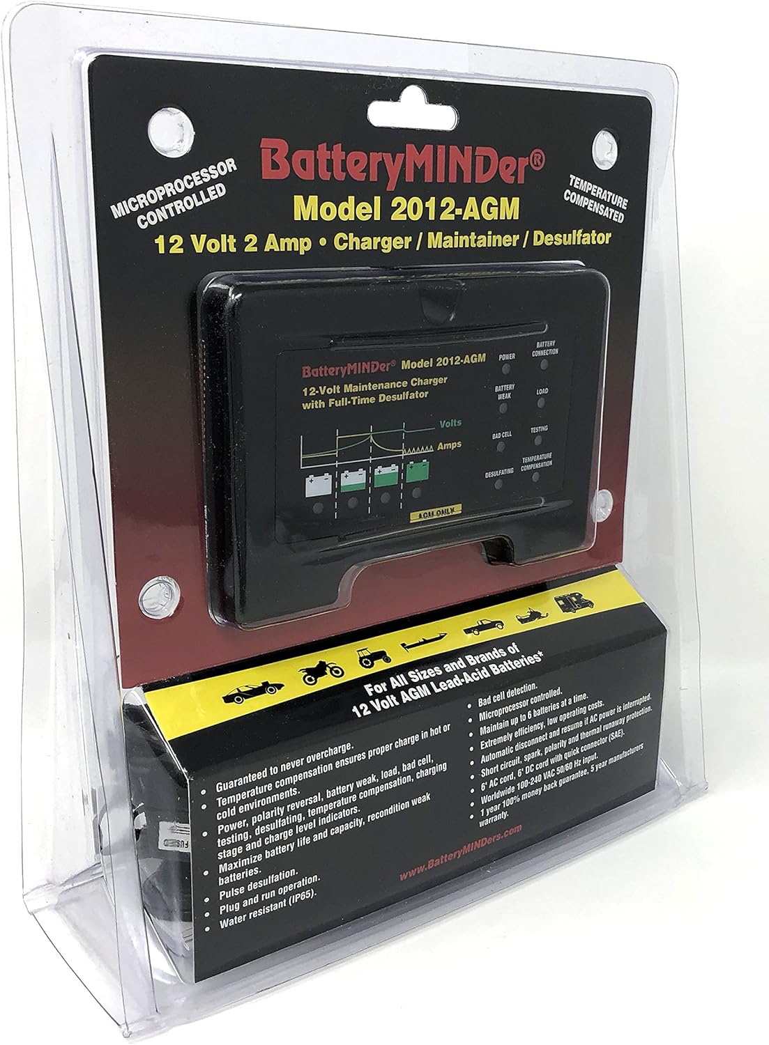 12 Volt 2 Amp AGM Battery Charger Maintainer Desulfator K48248