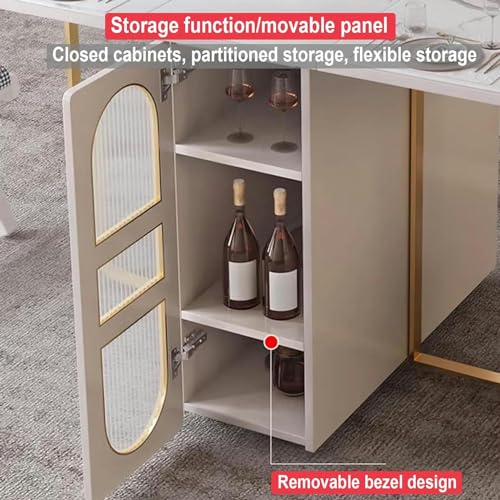 Folding Square Dining Table with Wheels and Storage Racks R64809