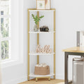 4-Tier White Corner Shelf with Metal Frame K8934