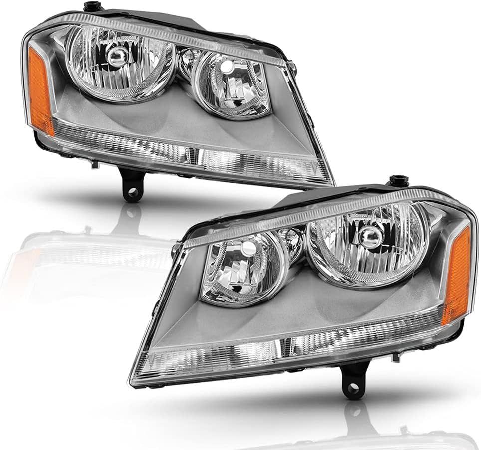 2008-2014 Dodge Avenger Chrome Housing Headlights Replacement Pair Set Z3361