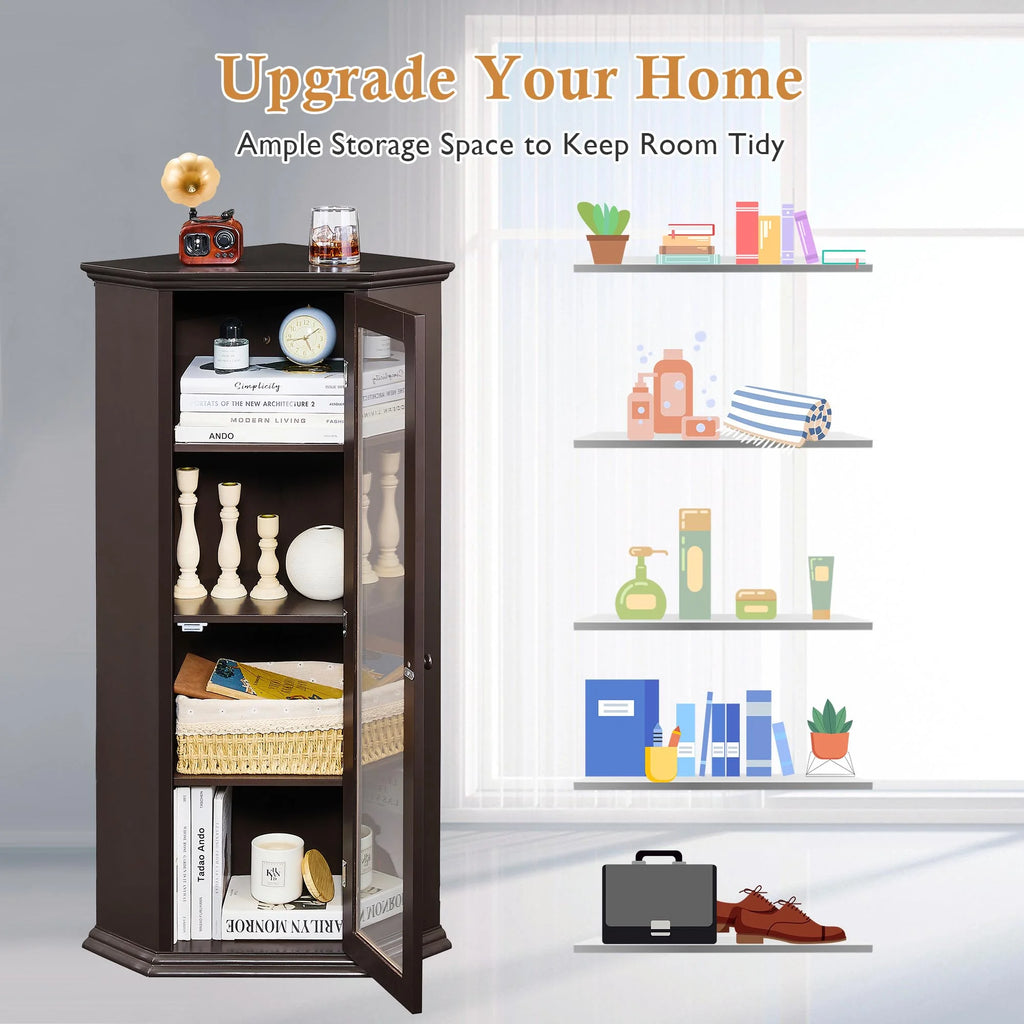 Freestanding Bathroom Cabinet with Glass Door, MDF Board with Painted Finish M76884