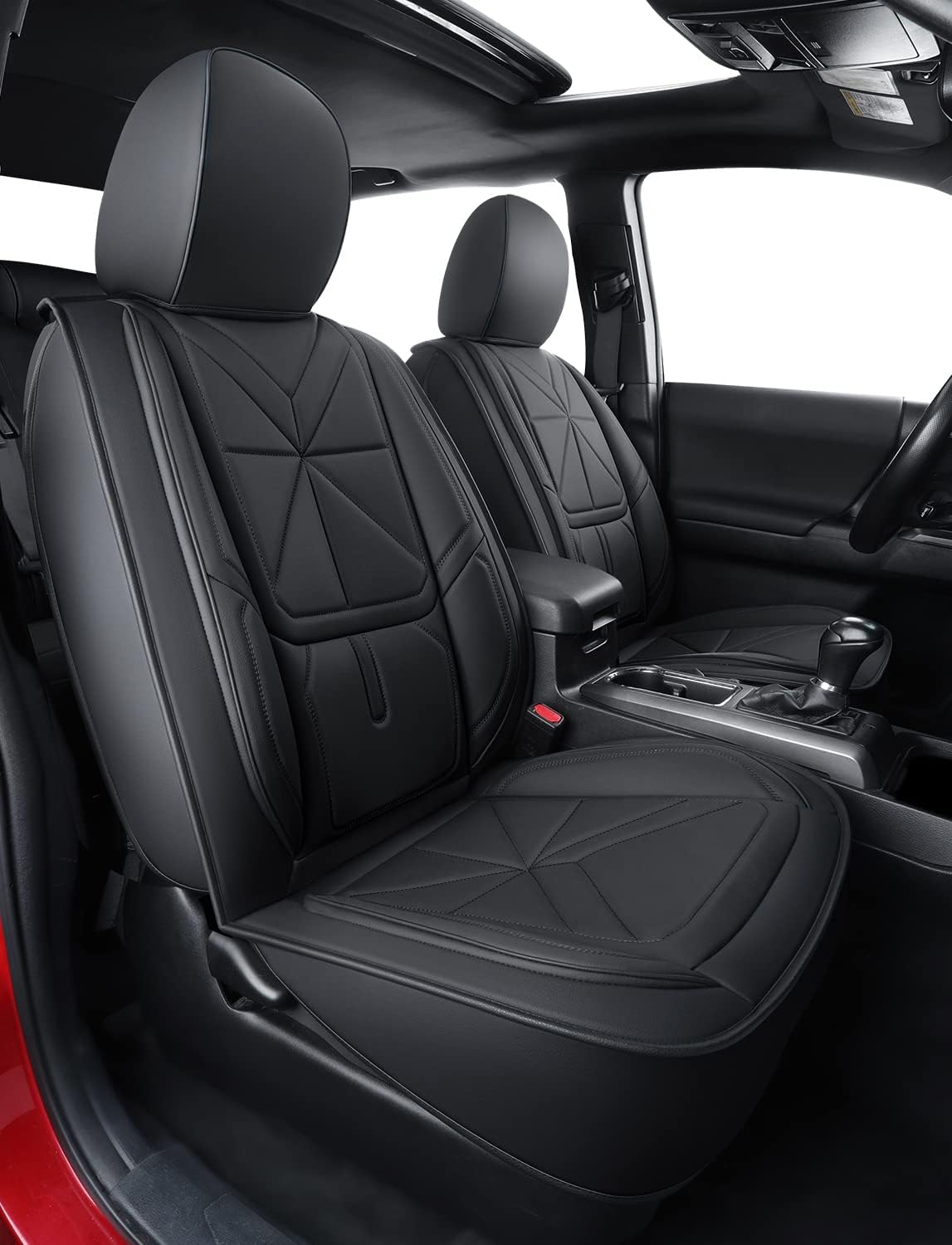 Black Faux Leather Full Set Seat Covers C98685