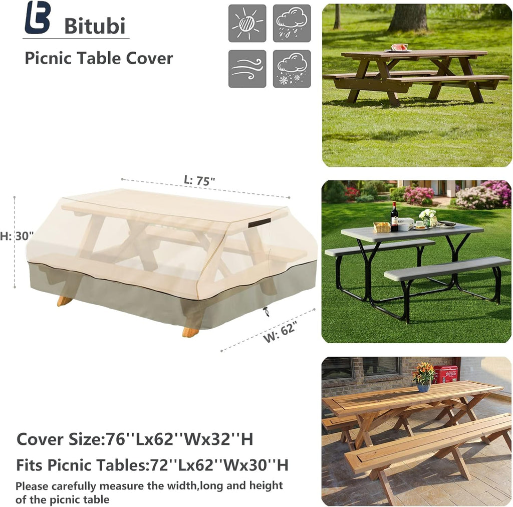 96 Inch Heavy Duty Waterproof Picnic Table Cover I815911