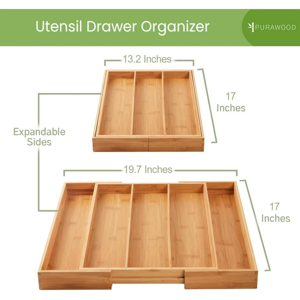 Expandable Bamboo Drawer Organizer, 3-5 Slots K55147