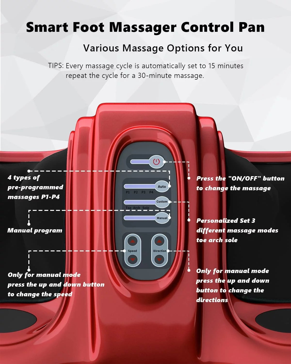 Electric Foot Massager with Remote and 3 Massage Modes W5611