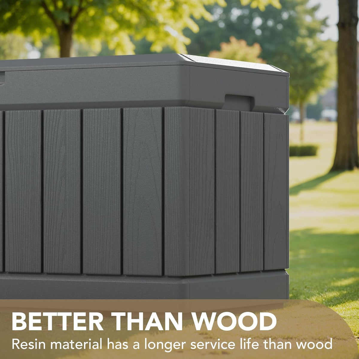 85 Gallon Lockable Resin Outdoor Storage Box Grey M581