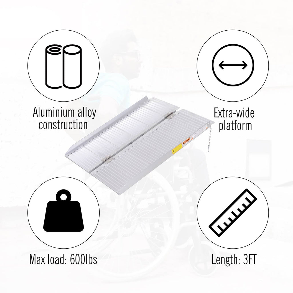 3ft Aluminum Foldable Wheelchair Ramp with Carry Handle T457