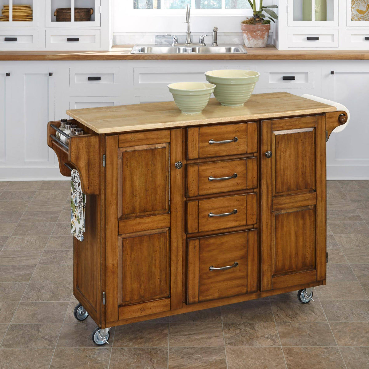 Warm Oak Cart with Wood Top G436220