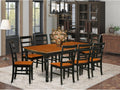 9 Pc Kitchen Table and Chair Set in Black and Cherry Finish O788