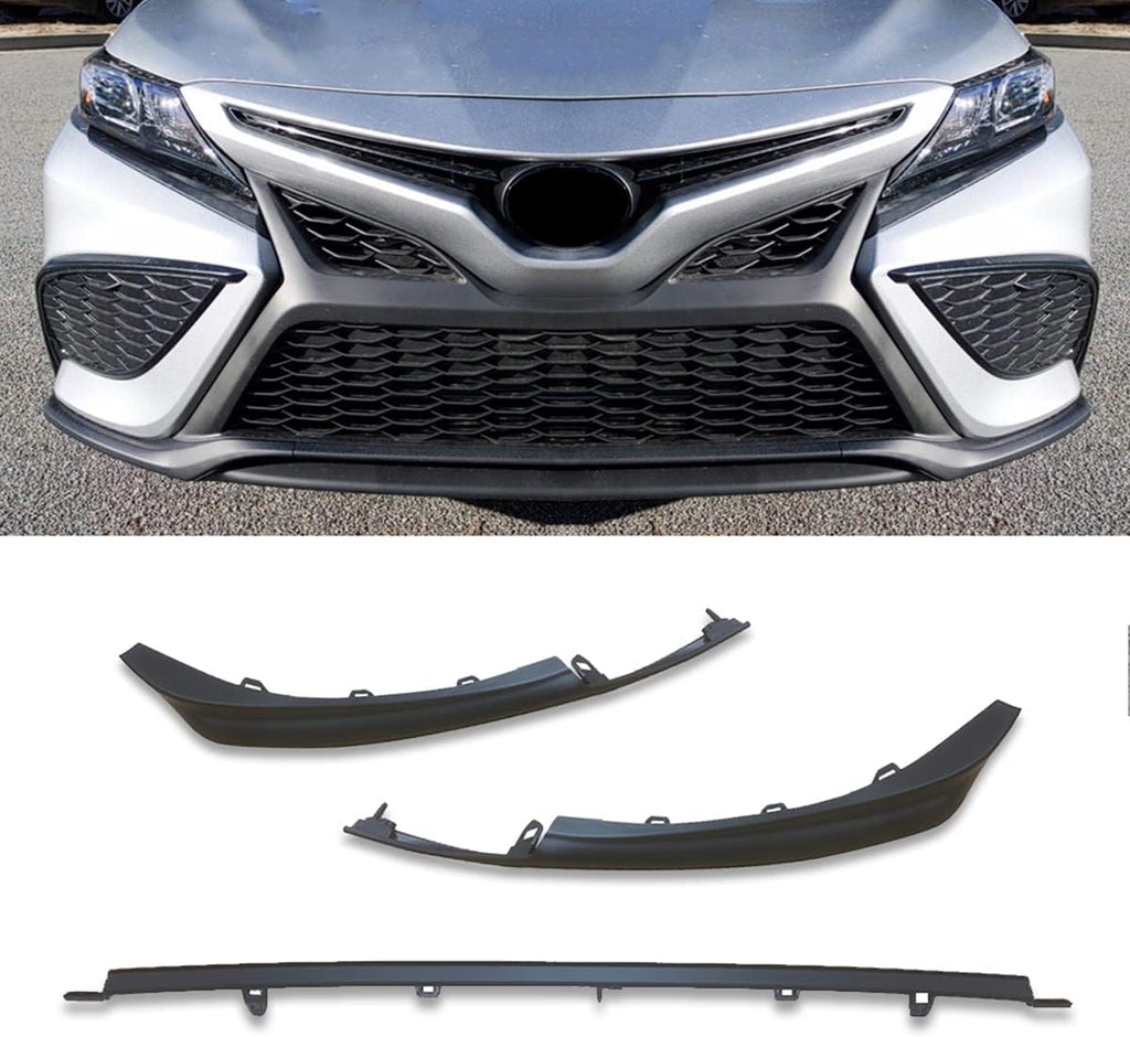 Front Bumper Lip Spoiler Splitter Air Dam Chin Diffuser Deflector 2021 2022 Toyota Camry SE XSE Matte Black 3PCS O942