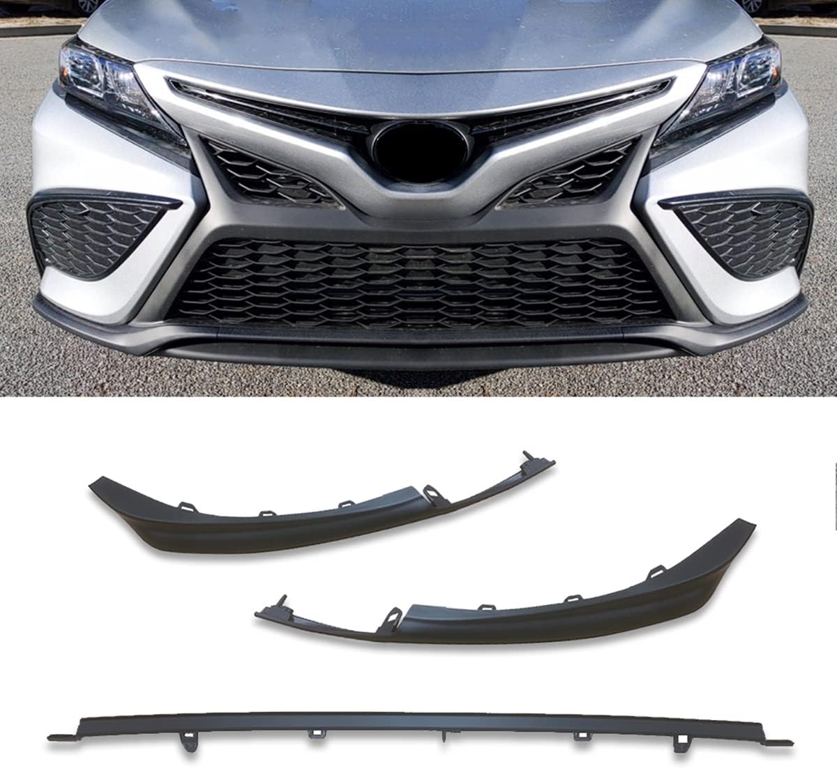 Front Bumper Lip Spoiler Splitter Air Dam Chin Diffuser Deflector 2021 2022 Toyota Camry SE XSE Matte Black 3PCS O942