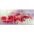 Watercolor Red Poppy Flowers 5 Piece Canvas Painting Set E83749