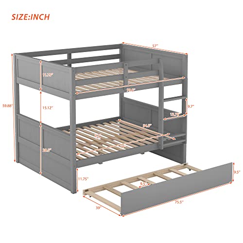 Twin Over Full Solid Wood Bunk Bed with Slide and Stairs E9877