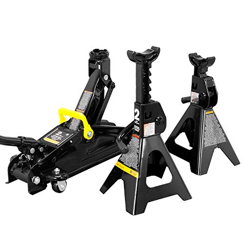 2 Ton Hydraulic Floor Jack Combo with 2 Jack Stands, Black O768145