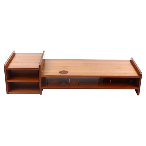 Monitor Stand with Storage Drawer Adjustable Desktop Storage Organizer Computer Stand (Wood Color) E157