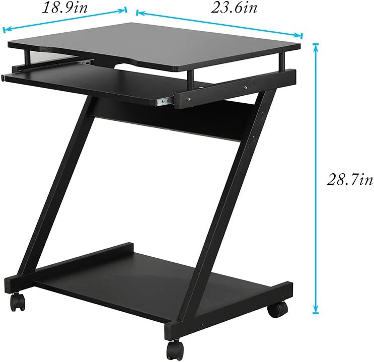 Adjustable Mobile Laptop Desk with Wheels, Black V689944