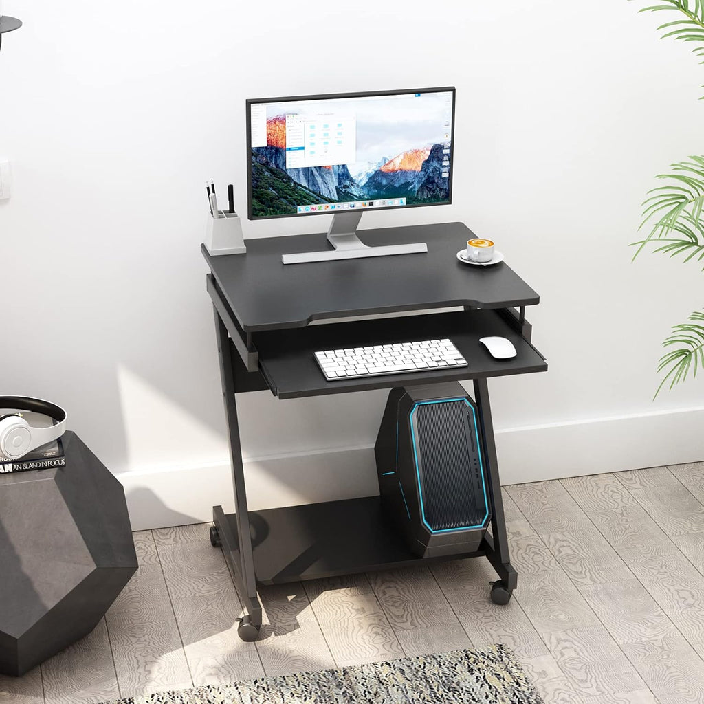 Adjustable Mobile Laptop Desk with Wheels, Black V689944
