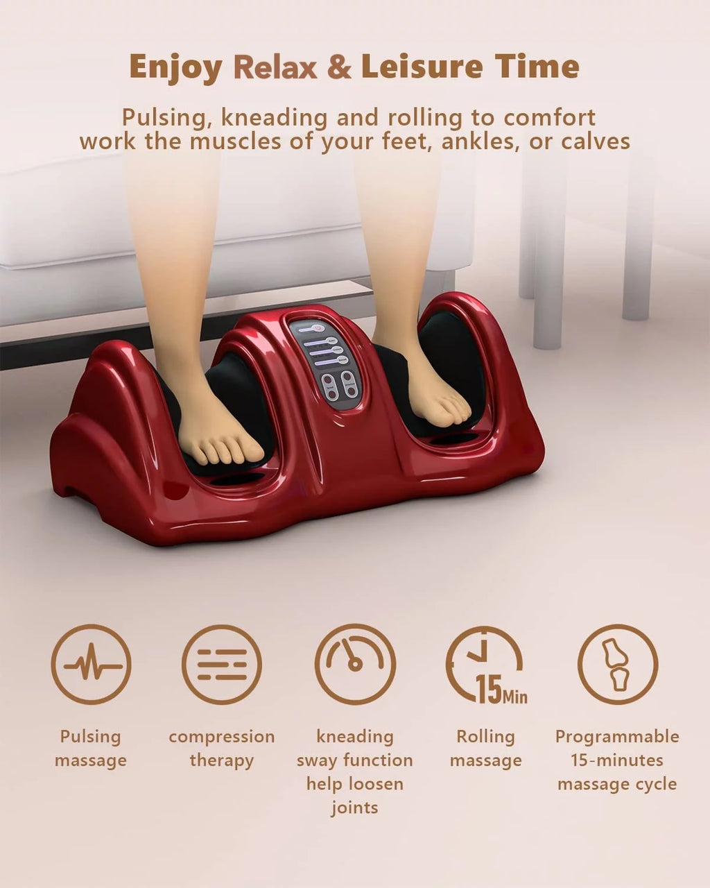 Electric Foot Massager with Remote and 3 Massage Modes W5611