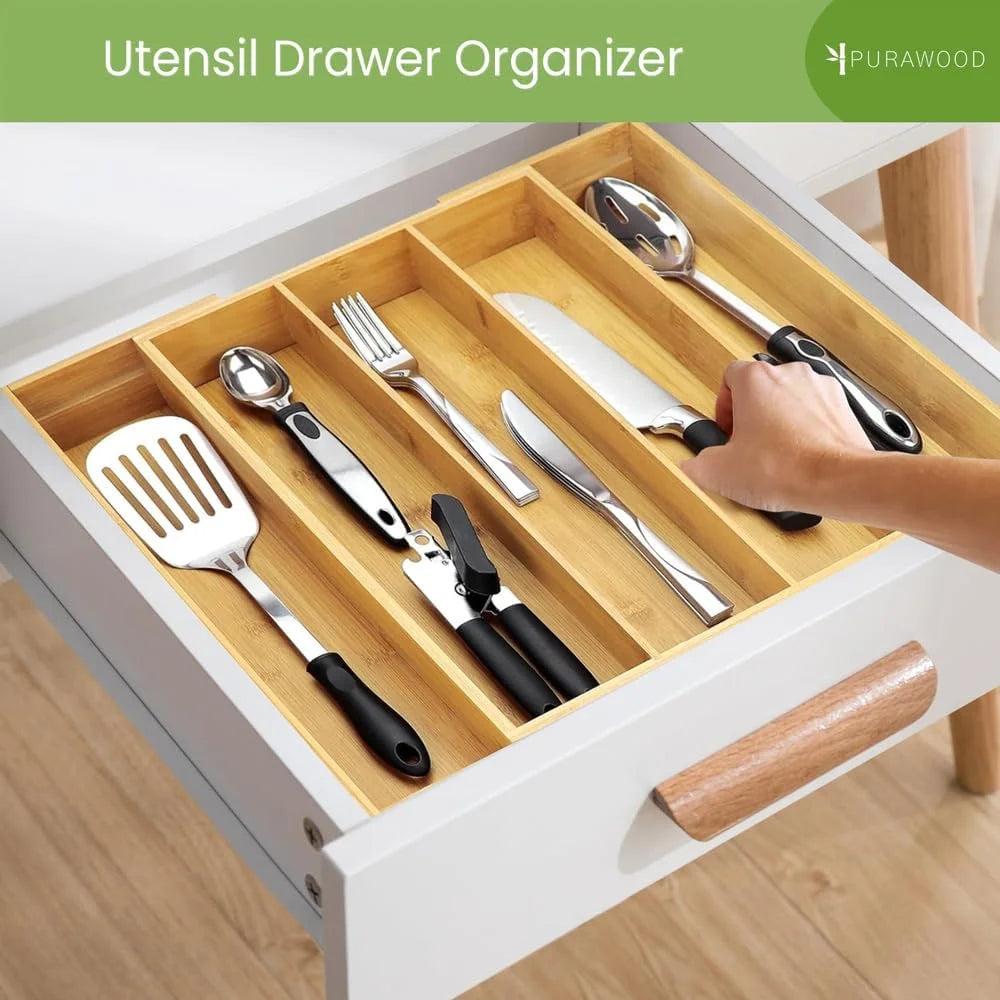 Expandable Bamboo Drawer Organizer, 3-5 Slots K55147