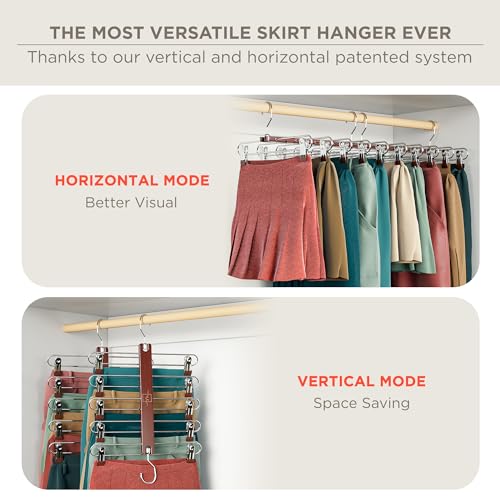 European Beechwood 5 Tier Skirt Hangers with Clips U971