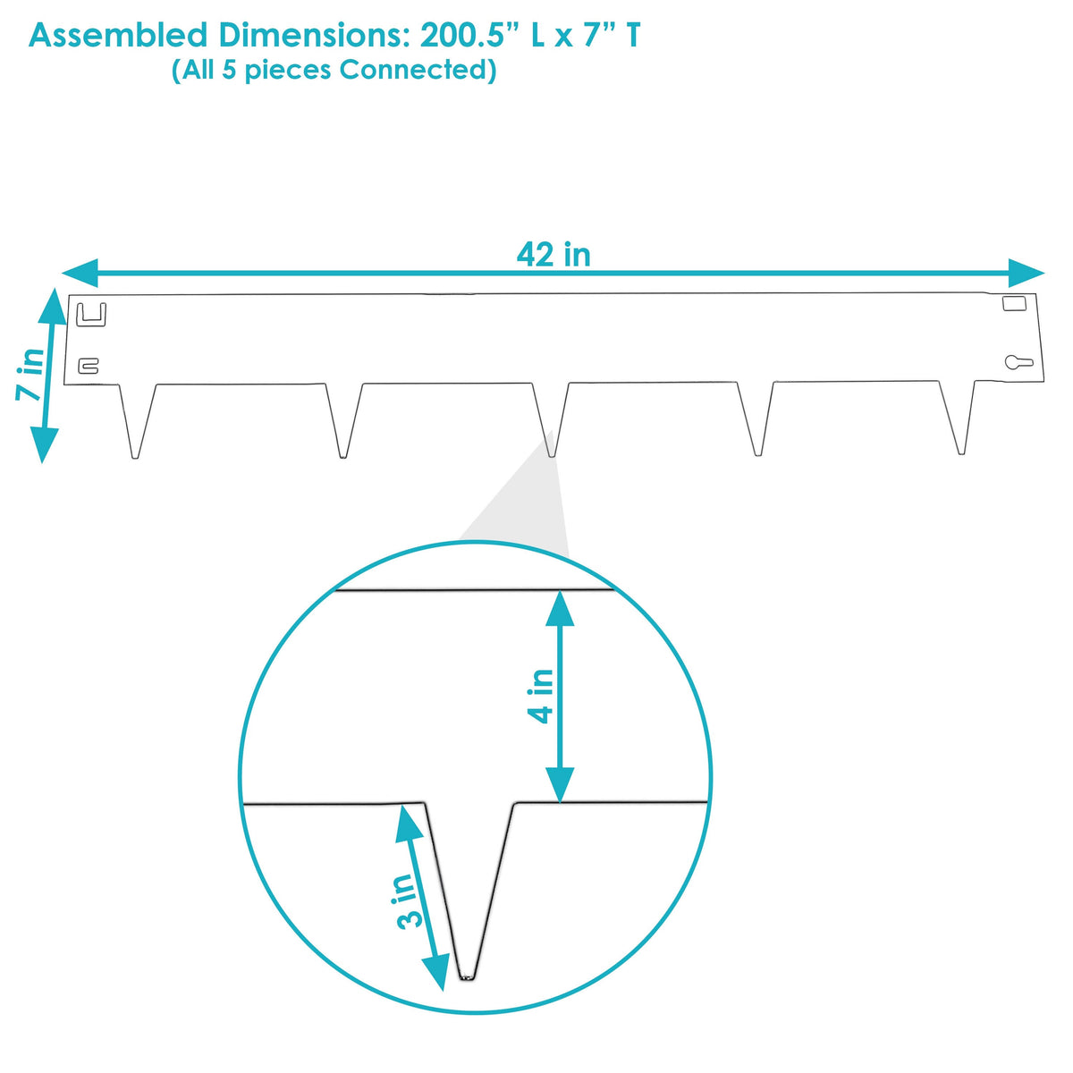 Set of 5 Steel Metal Landscape Edging Border 42-Inch Sections Brown V355