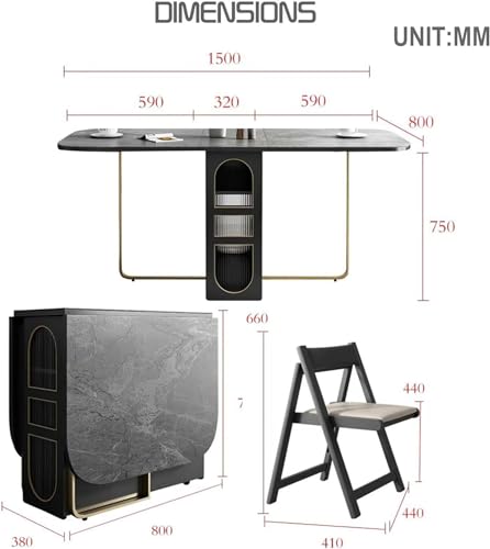 Folding Square Dining Table with Wheels and Storage Racks R64809