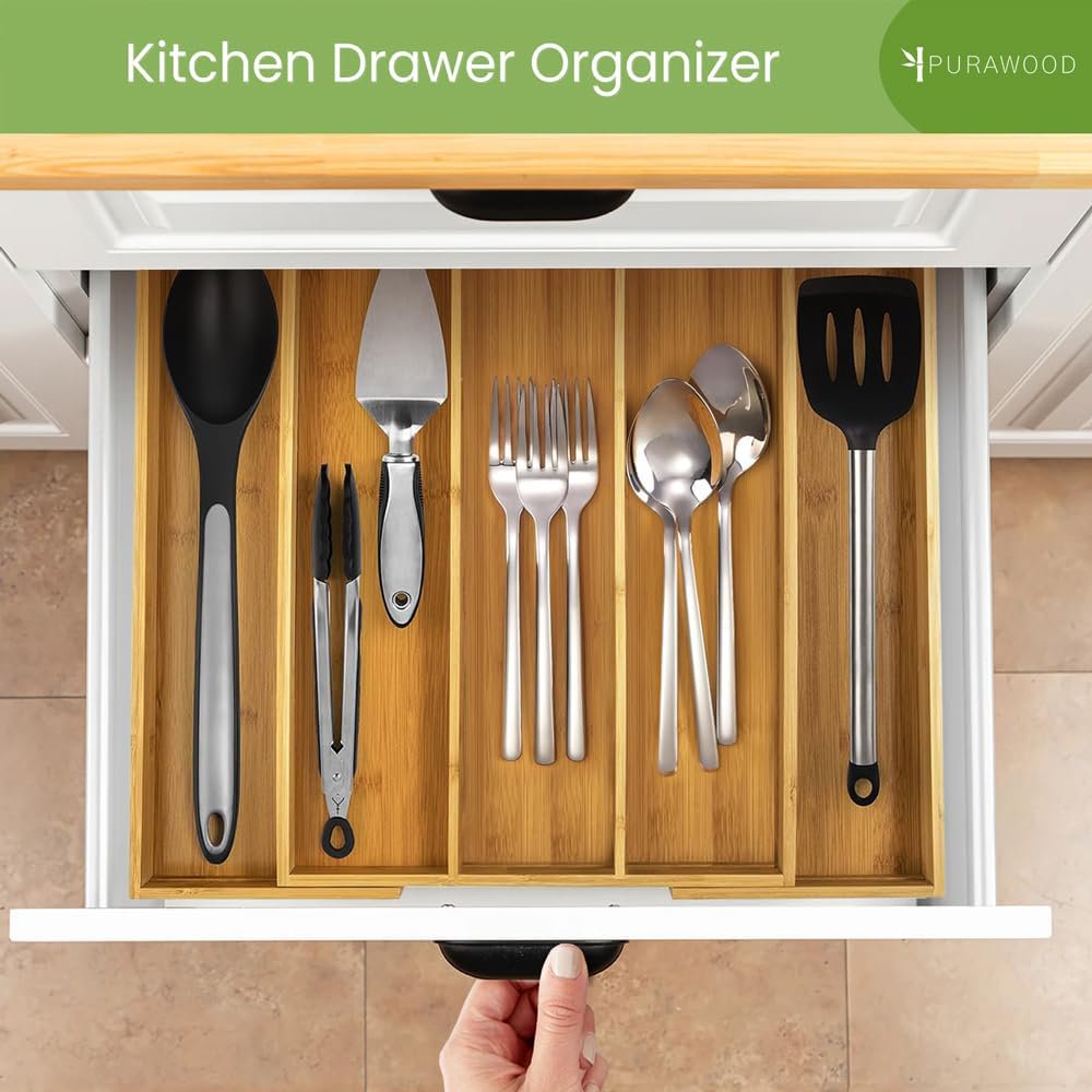 Expandable Bamboo Drawer Organizer, 3-5 Slots K55147