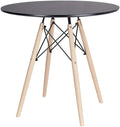 White Round Side Table with Beech Wood Legs Q412