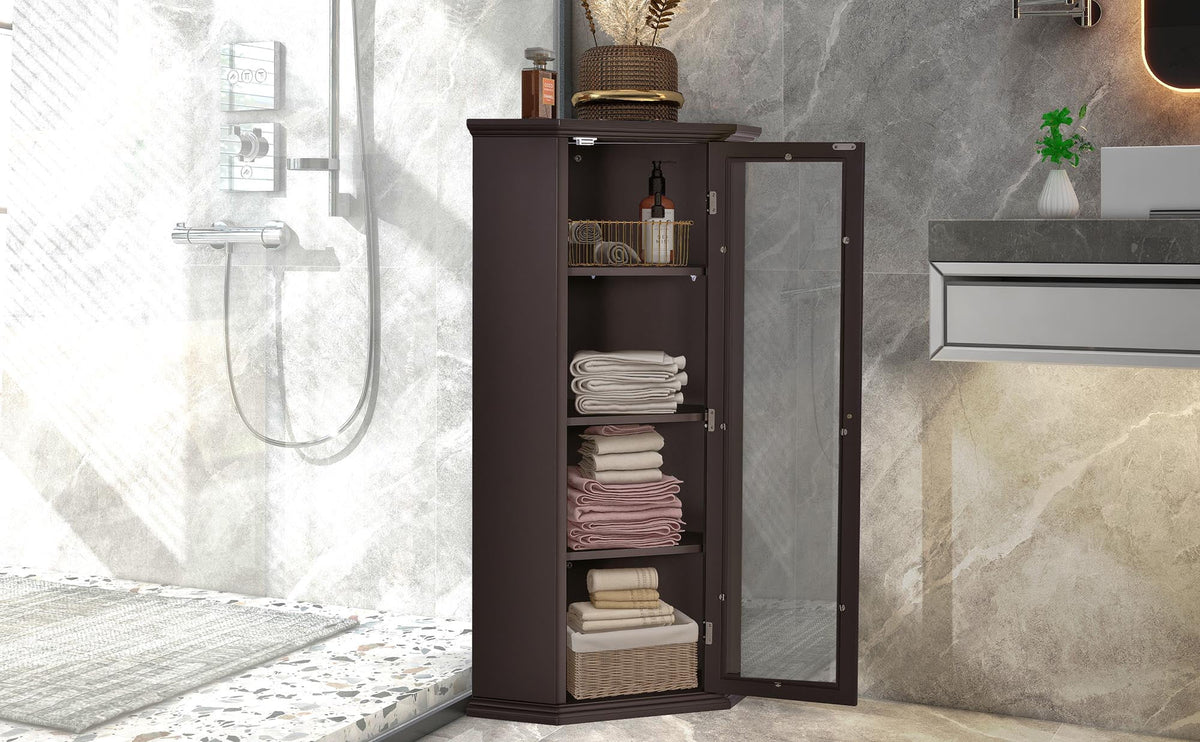 Freestanding Bathroom Cabinet with Glass Door, MDF Board with Painted Finish M76884