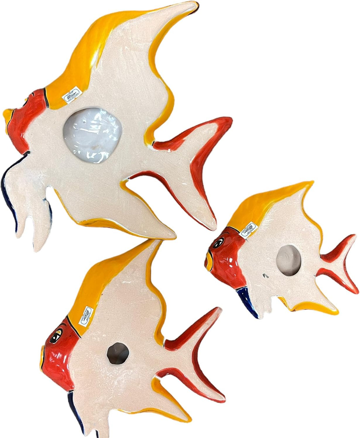 Talavera Fish Sculpture 3pc Multicolor Hand Painted Y748961