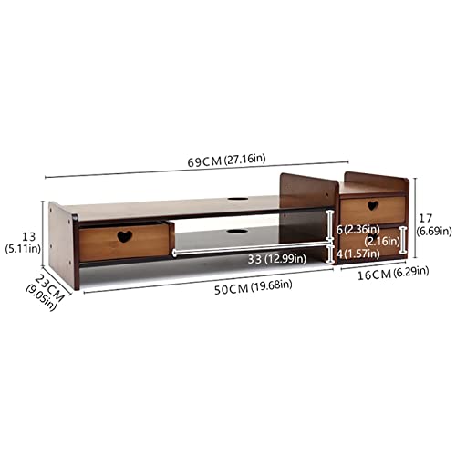Monitor Stand with Storage Drawer Adjustable Desktop Storage Organizer Computer Stand (Wood Color) E157