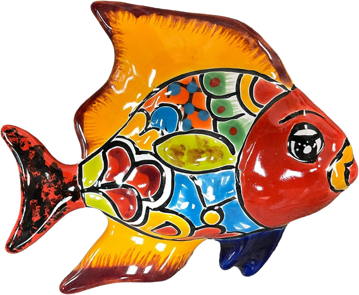Talavera Fish Sculpture 3pc Multicolor Hand Painted Y748961