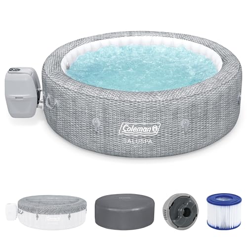 Grey Large Round Inflatable Hot Tub with 180 AirJets and EnergySense Cover L49013