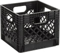 16QT Black Heavy-Duty Plastic Square Milk Crate Y7723
