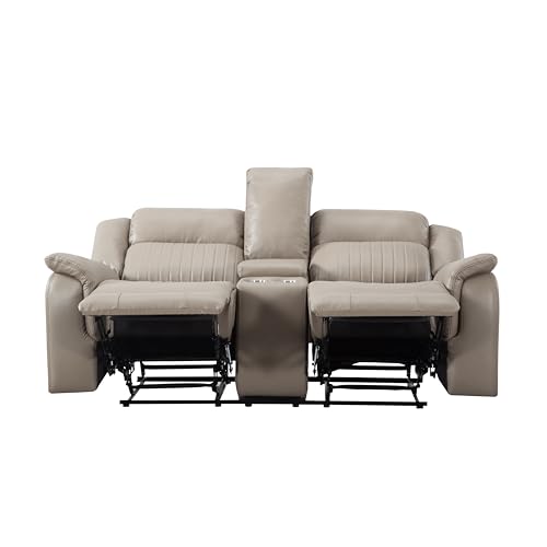 Double Recliner Sofa with Pillow Top Armrest and Storage C60175