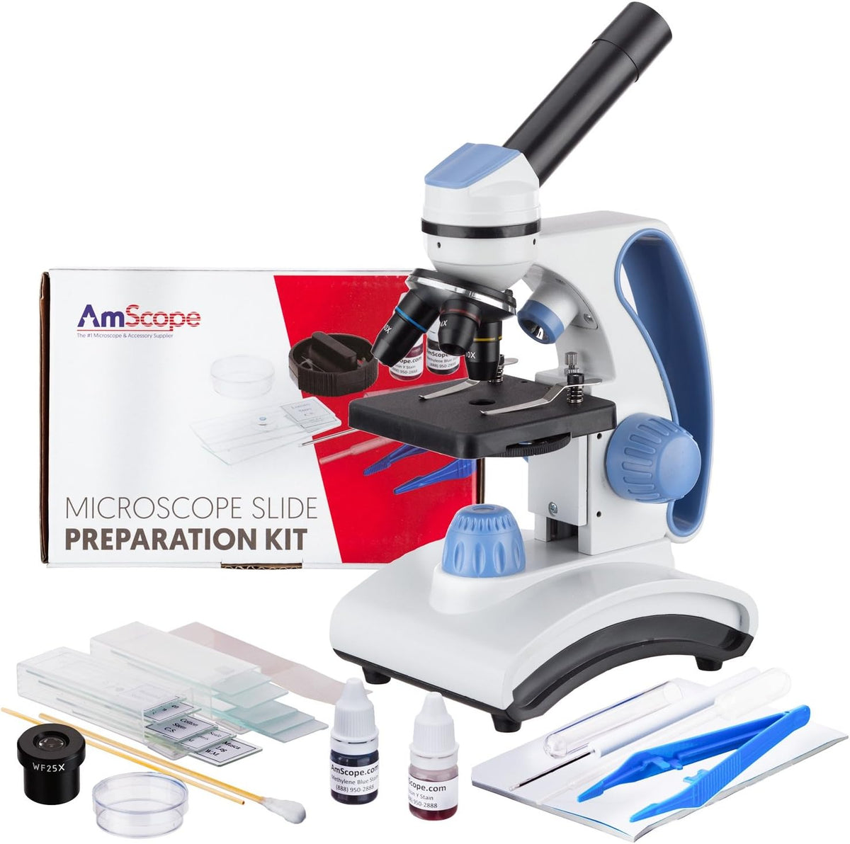 40X-1000X Monocular Compound Microscope with Slide Preparation Kit Z4056