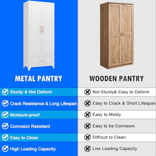 White 71 Inch Tall Metal Storage Cabinet with Doors and Shelves Y53735