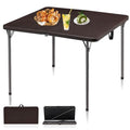 White 34" Square Plastic Folding Table with Carrying Handle E788