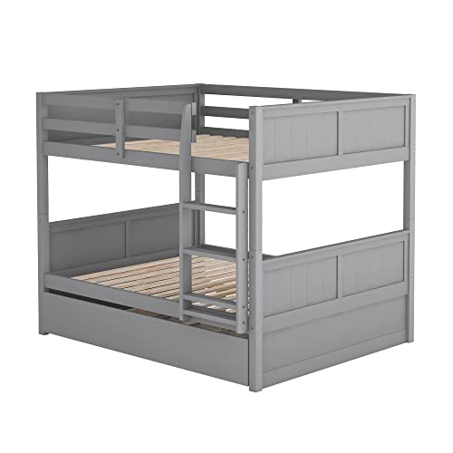 Twin Over Full Solid Wood Bunk Bed with Slide and Stairs E9877